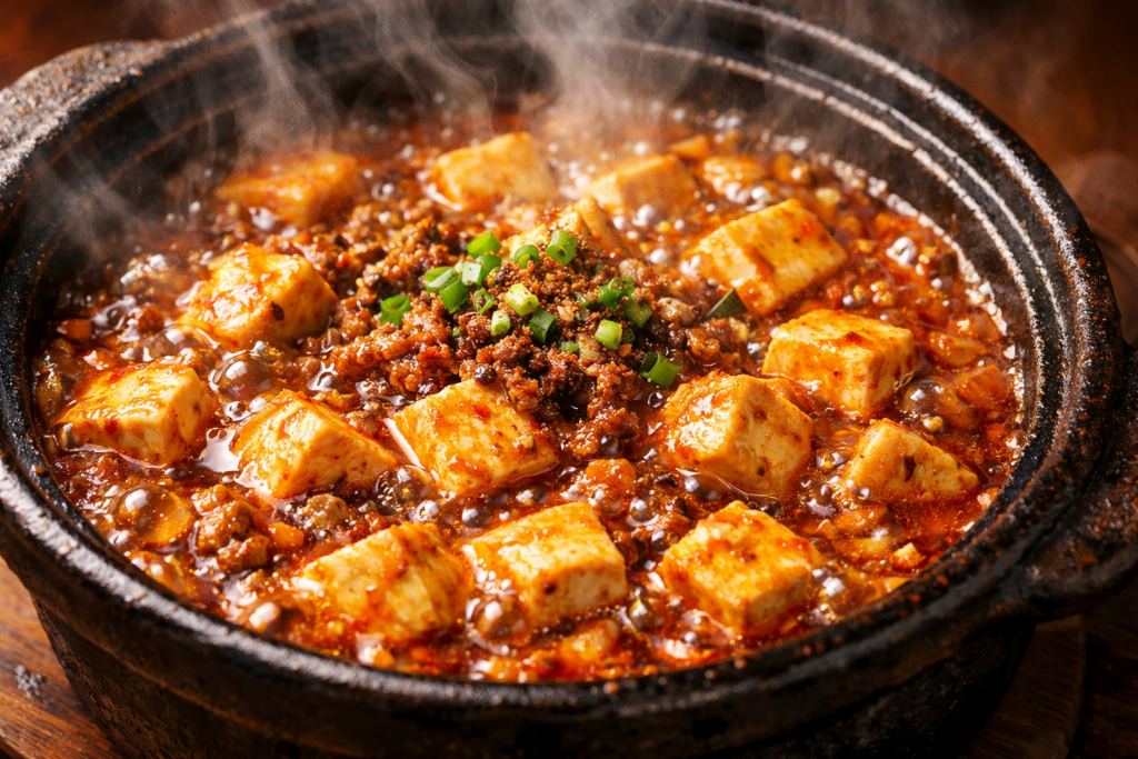 しっかり加熱調理された熱々の麻婆豆腐