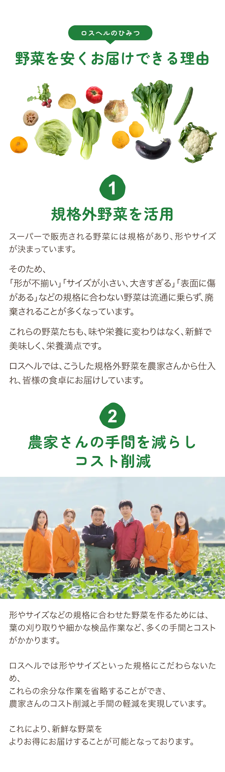 野菜を安くお届けできる理由